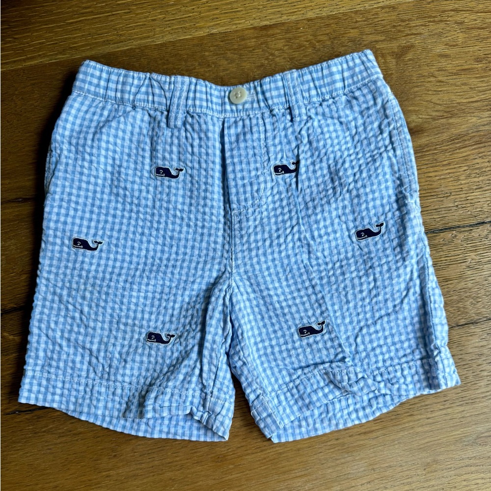 Vineyard Vines Blue Flat Front Gingham Shorts EUC Size 4T